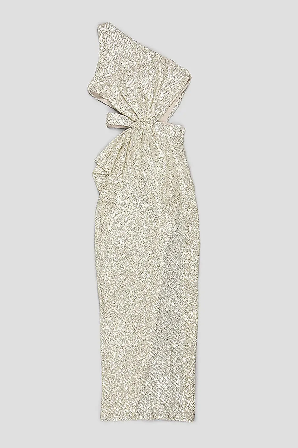 ONE-SHOULDER SEQUINS CUT OUT SPLIT MAXI DRESS Gloria Lanvin