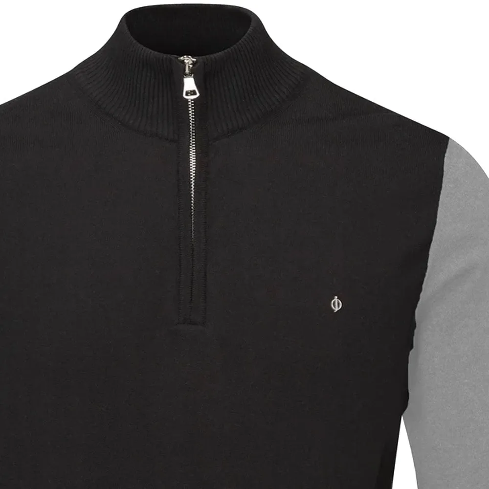 Oscar Jacobson Waldorf Pin 1/2 Zip Pullover - Black/Light Grey