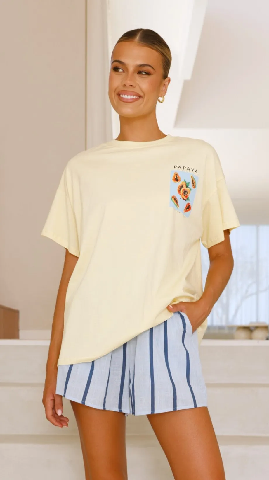 Papaya Top and Shorts Set - Yellow/Blue Billy J