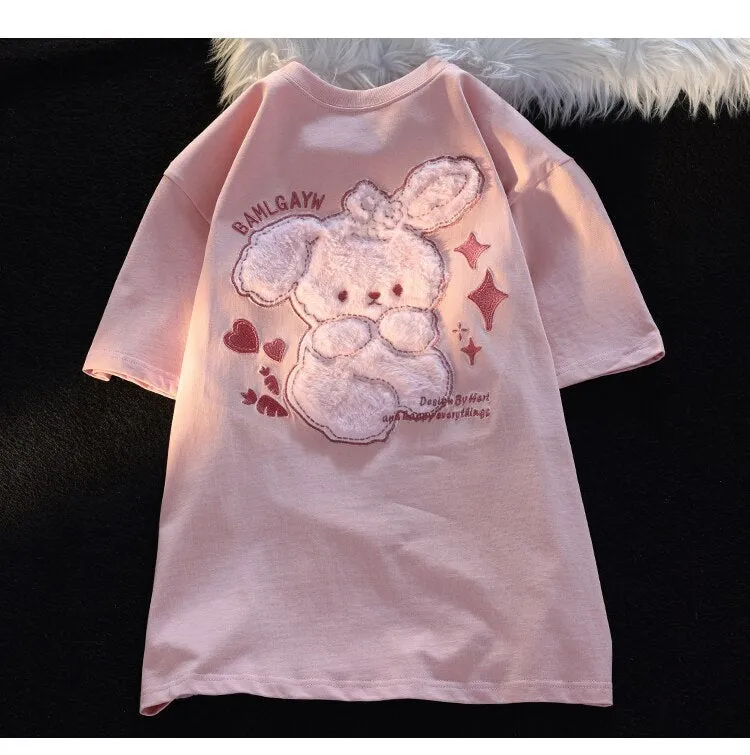 Pink Bunny Fluffy Tee
