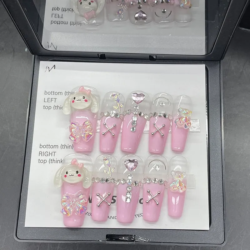 Pink Puppy Press On Nails