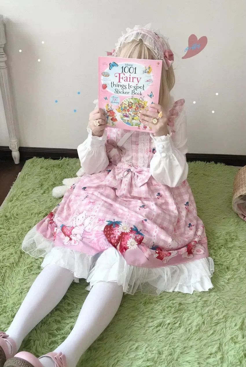 Plaid Strawberry Bunny Princess Dress