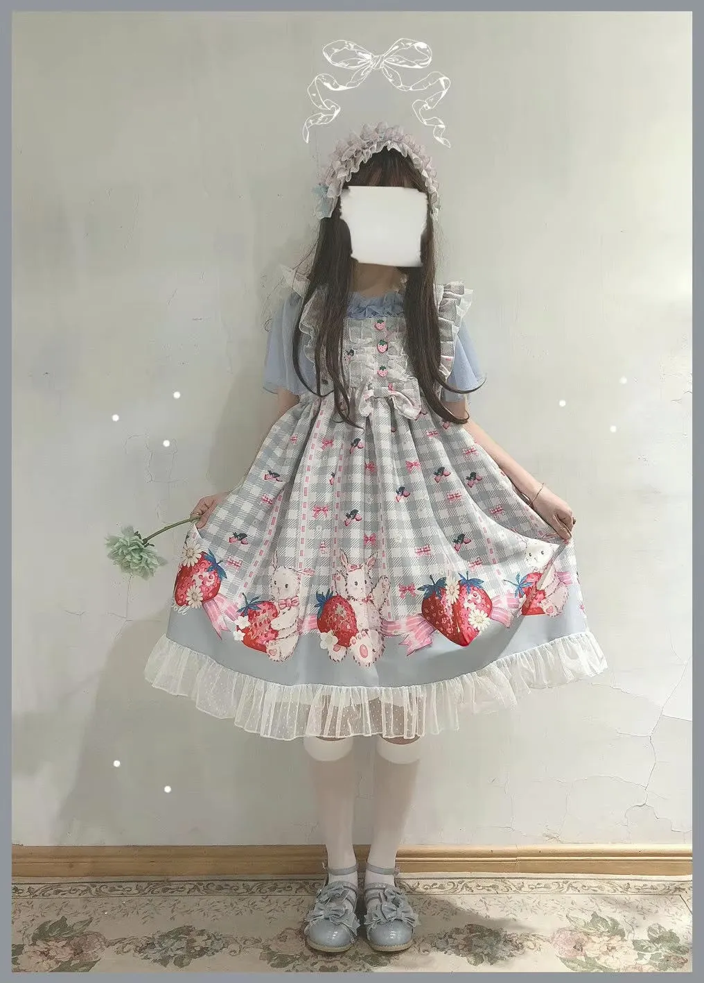 Plaid Strawberry Bunny Princess Dress