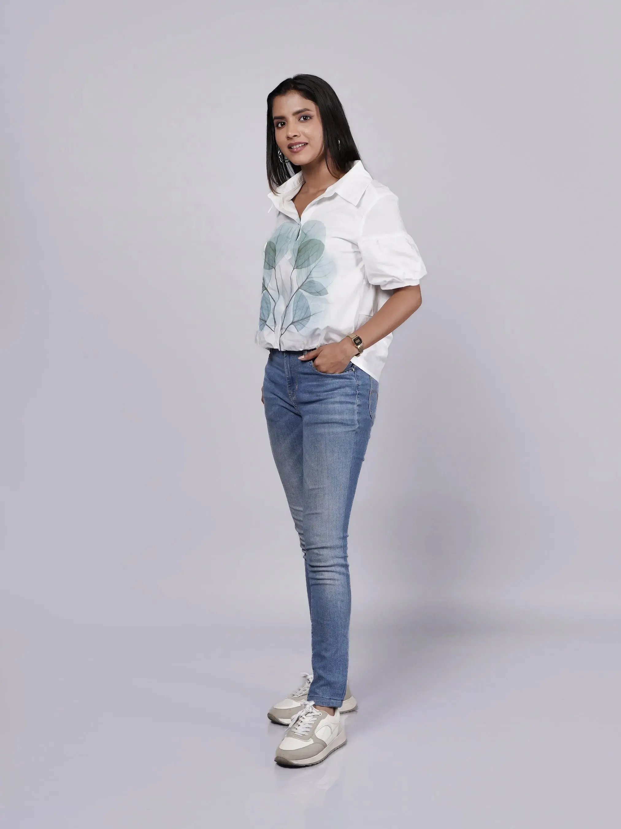 Playful Printed Cotton Puffy Shirt French Theory
