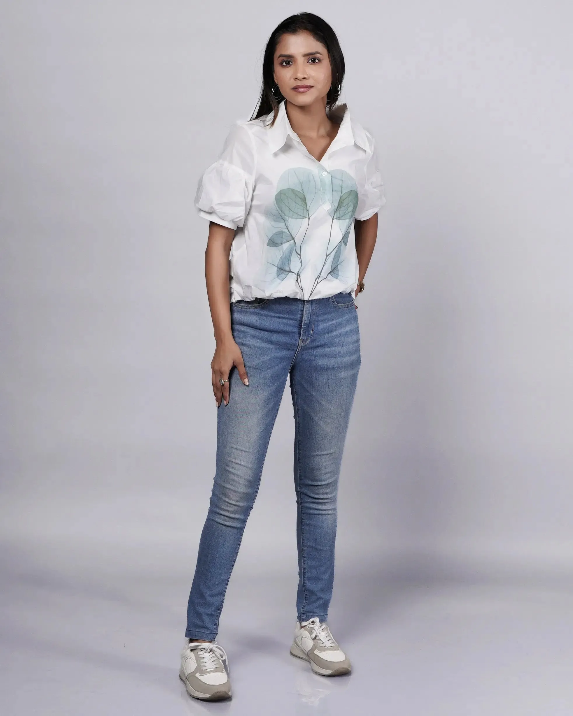 Playful Printed Cotton Puffy Shirt French Theory