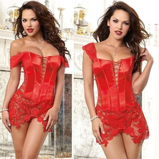 Pleather & Lace Corset Dress (Up to 6XL)