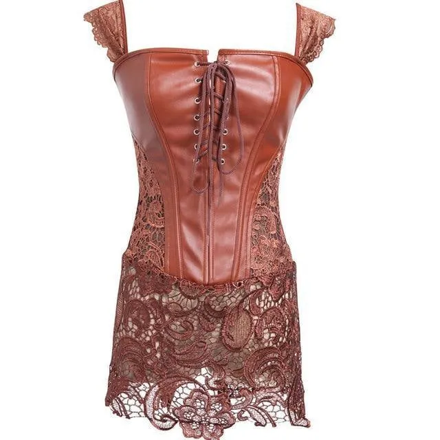 Pleather & Lace Corset Dress (Up to 6XL)