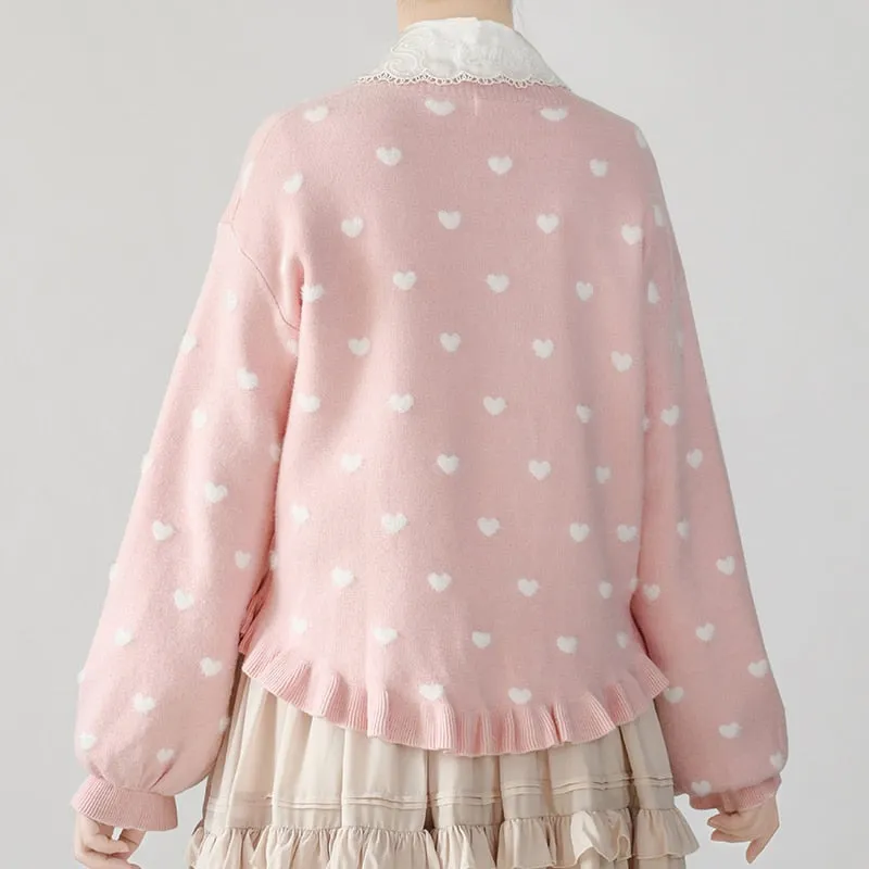 Polkadot Heart Knit Cardigan