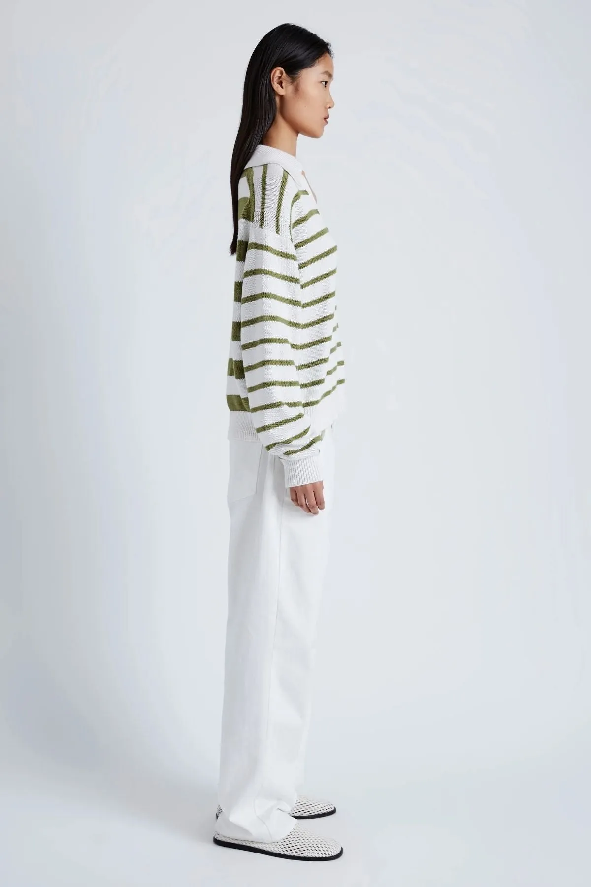 Proenza Schouler White Label Stripe Murphy Knit Sweater - Chalk/ Willow PROENZA SCHOULER