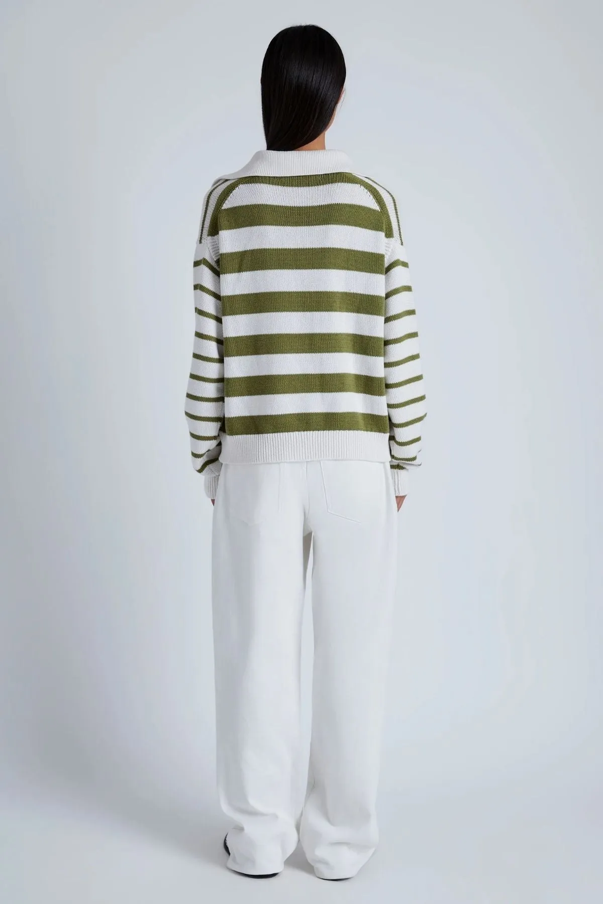 Proenza Schouler White Label Stripe Murphy Knit Sweater - Chalk/ Willow PROENZA SCHOULER