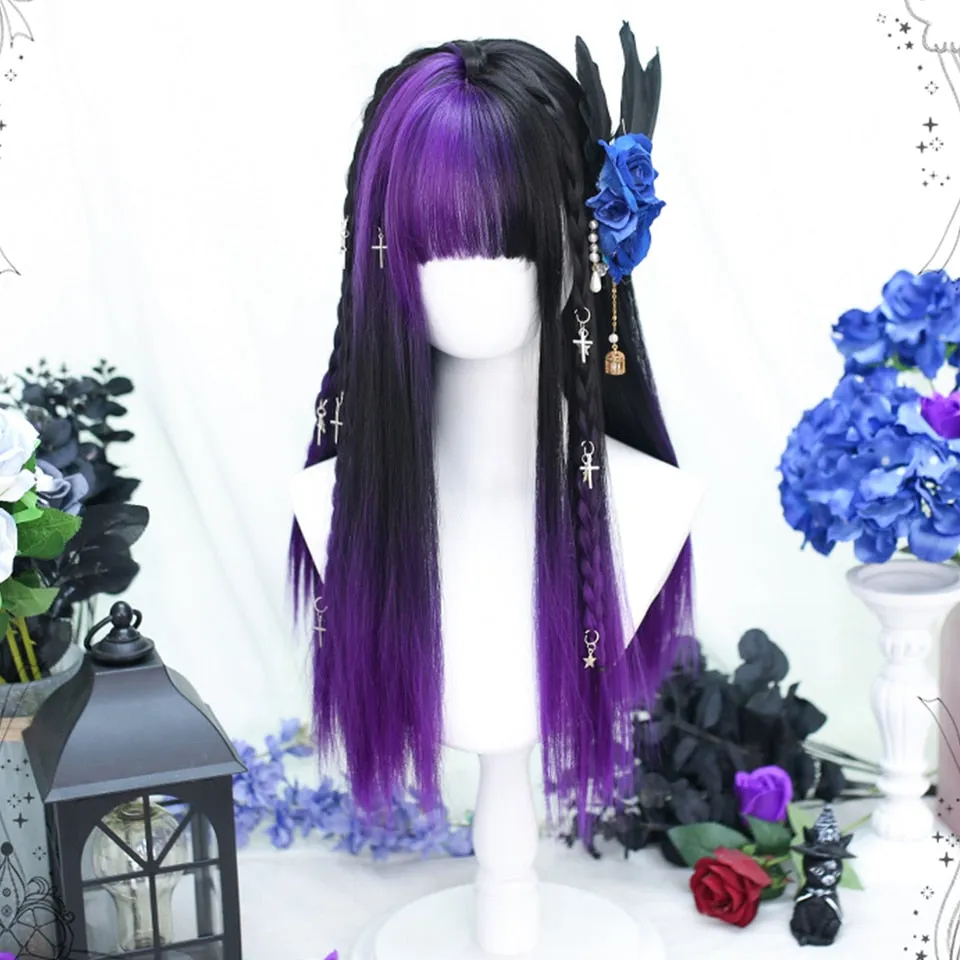 Purple & Black Split Cosplay Wig