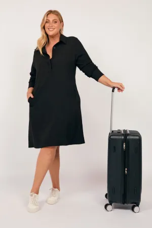 Relaxed Travel Dress in Black Adrift