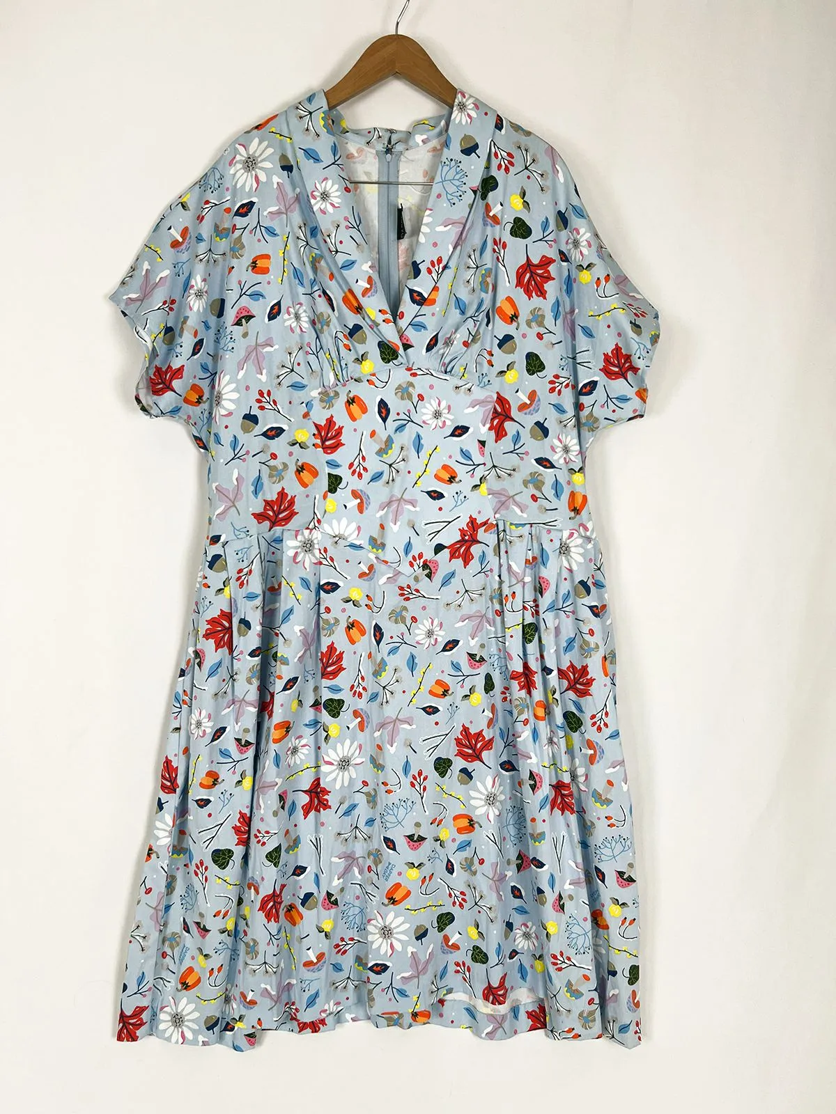 Retro Dapper Day Size 4X (24W) Blue Print Dress