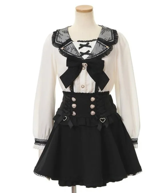Ruffled Academia Suspender Skirt (Up to 4XL)