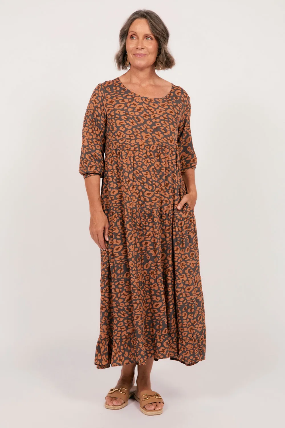 Sabre 3/4 Sleeve Dress in Cheetah Adrift