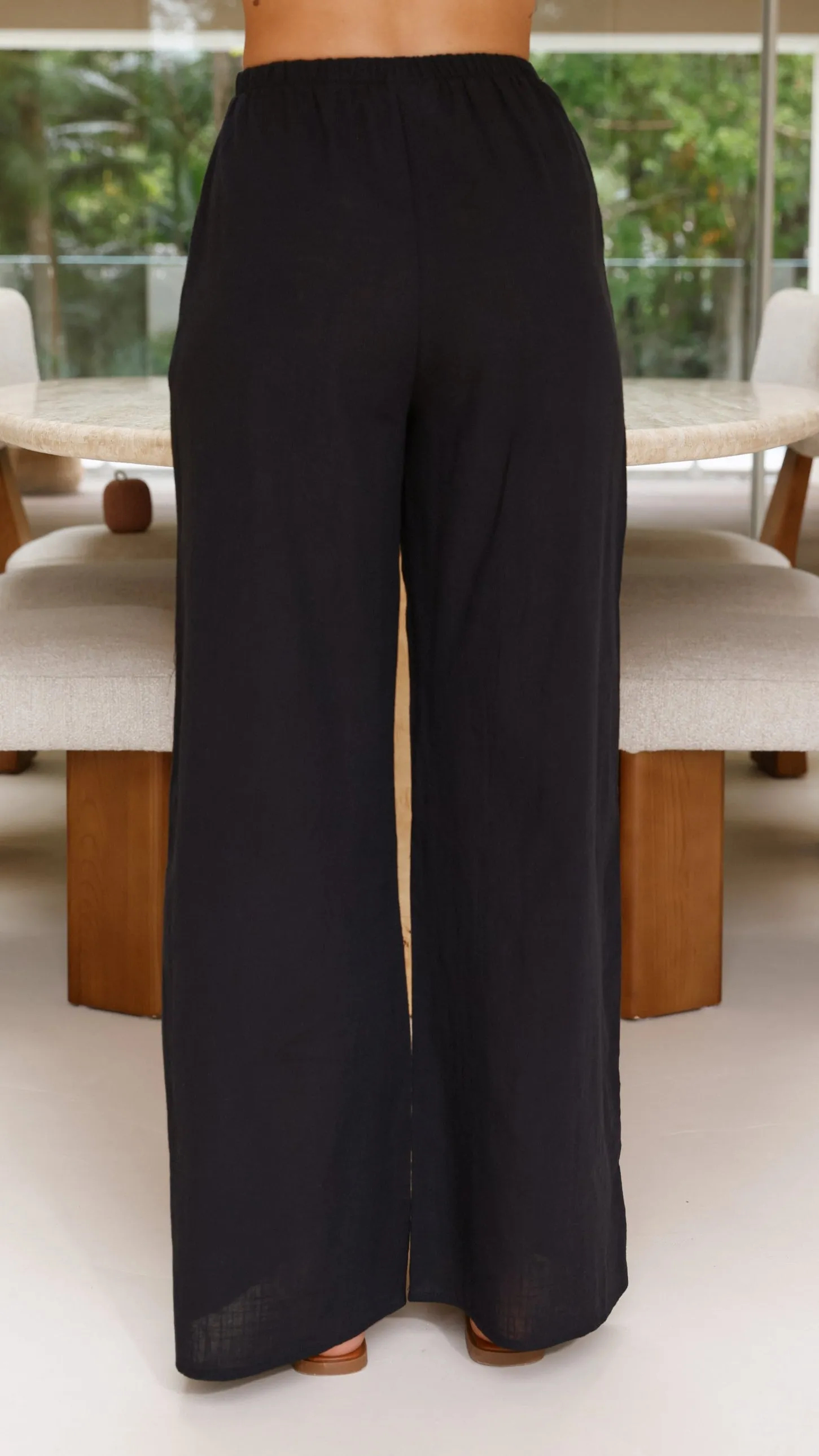 Sharni Strapless Pleat Top and Pants Set - Black Billy J