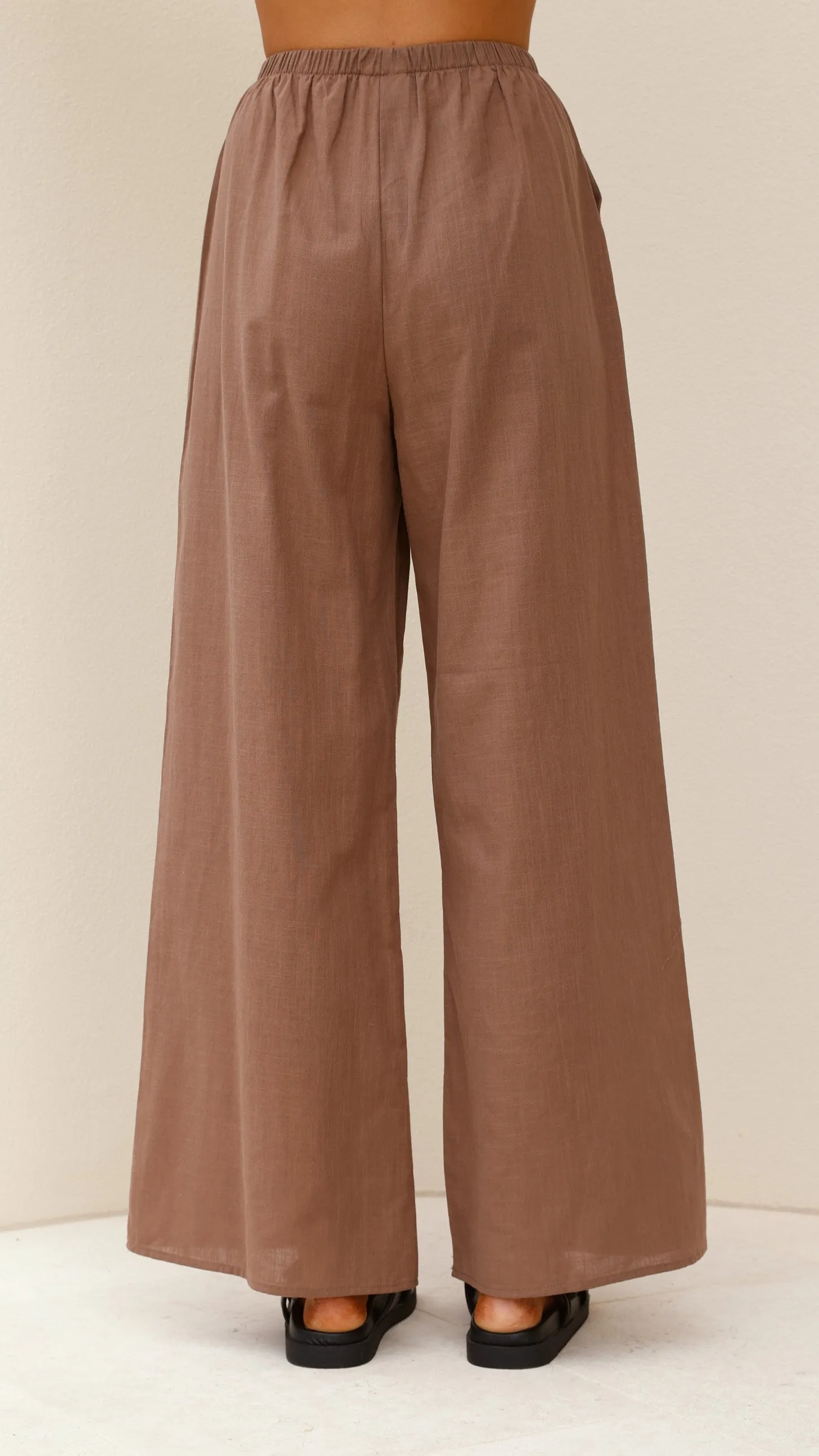 Sharni Strapless Pleat Top and Pants Set - Chocolate Billy J