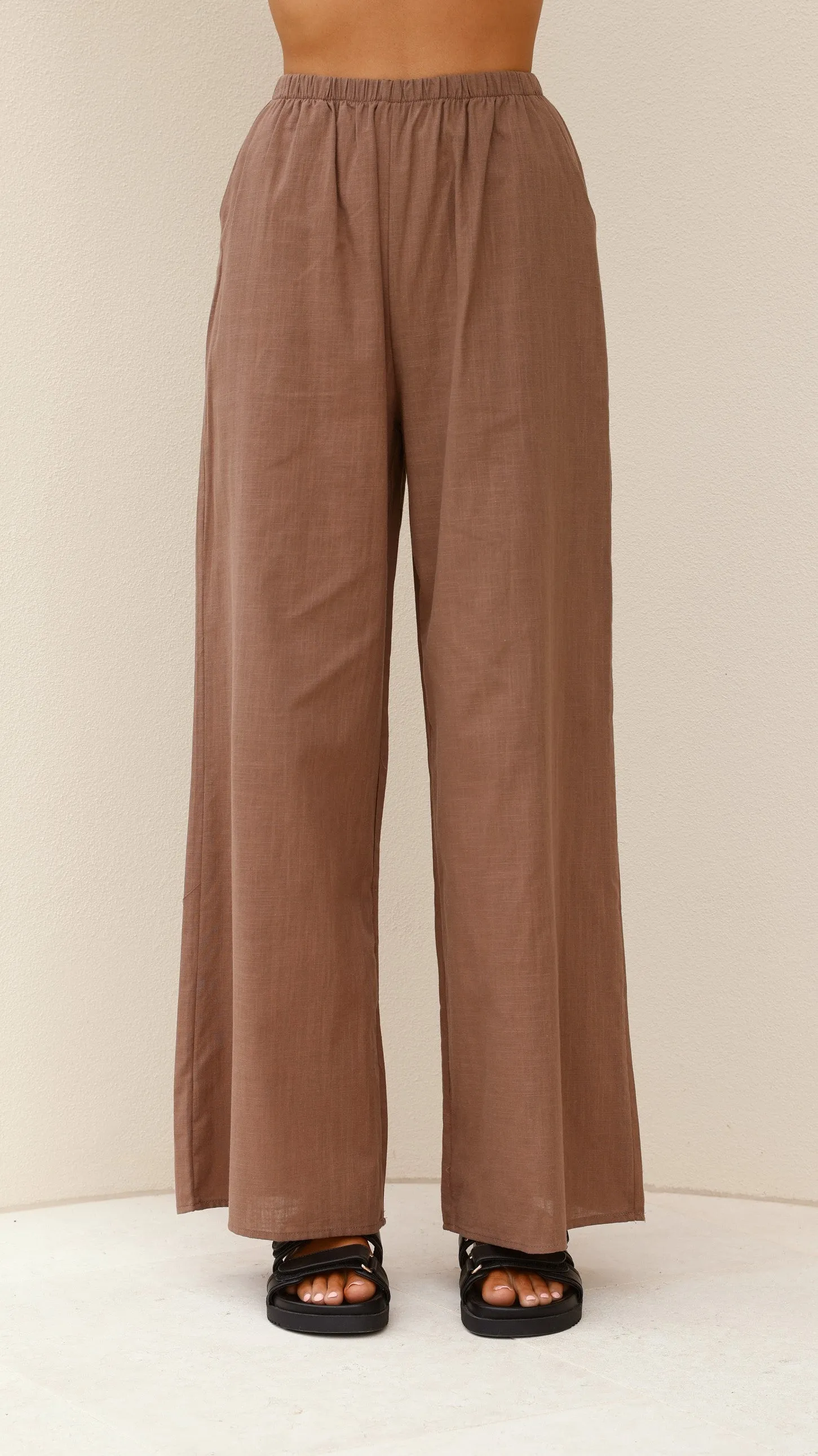 Sharni Strapless Pleat Top and Pants Set - Chocolate Billy J