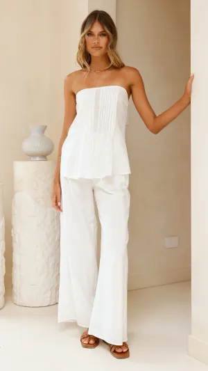 Sharni Strapless Pleat Top and Pants Set - White Billy J