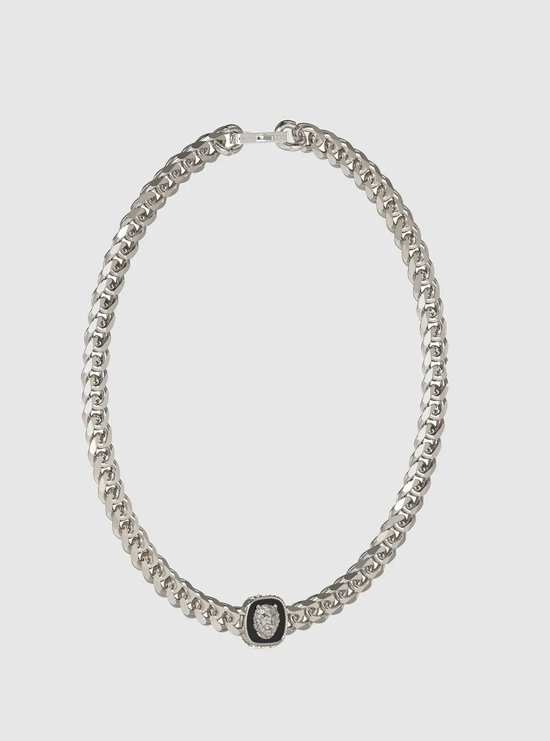 Silver Lion Coin Necklace Guess
