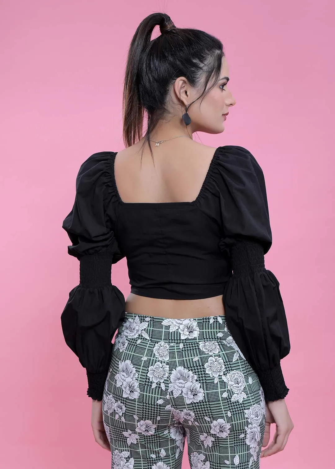 Slim Fit Puff Sleeve Crop Top French Theory