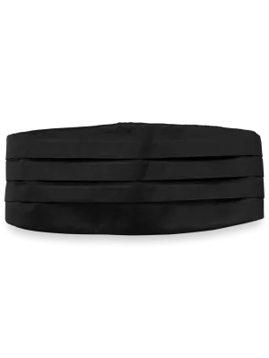 Solid Woven Silk Cummerbund - Black