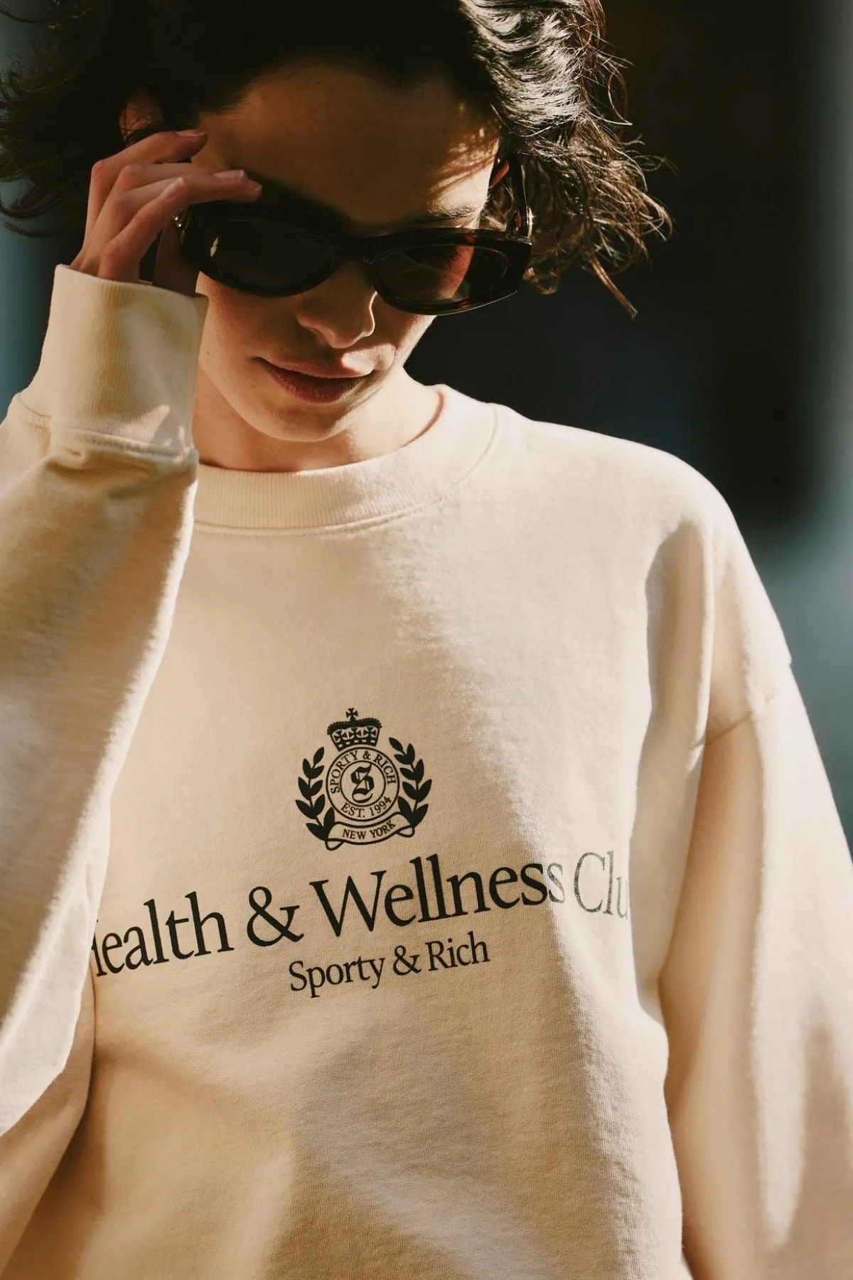 Sporty & Rich H&W Crest Crewneck - Cream SPORTY & RICH