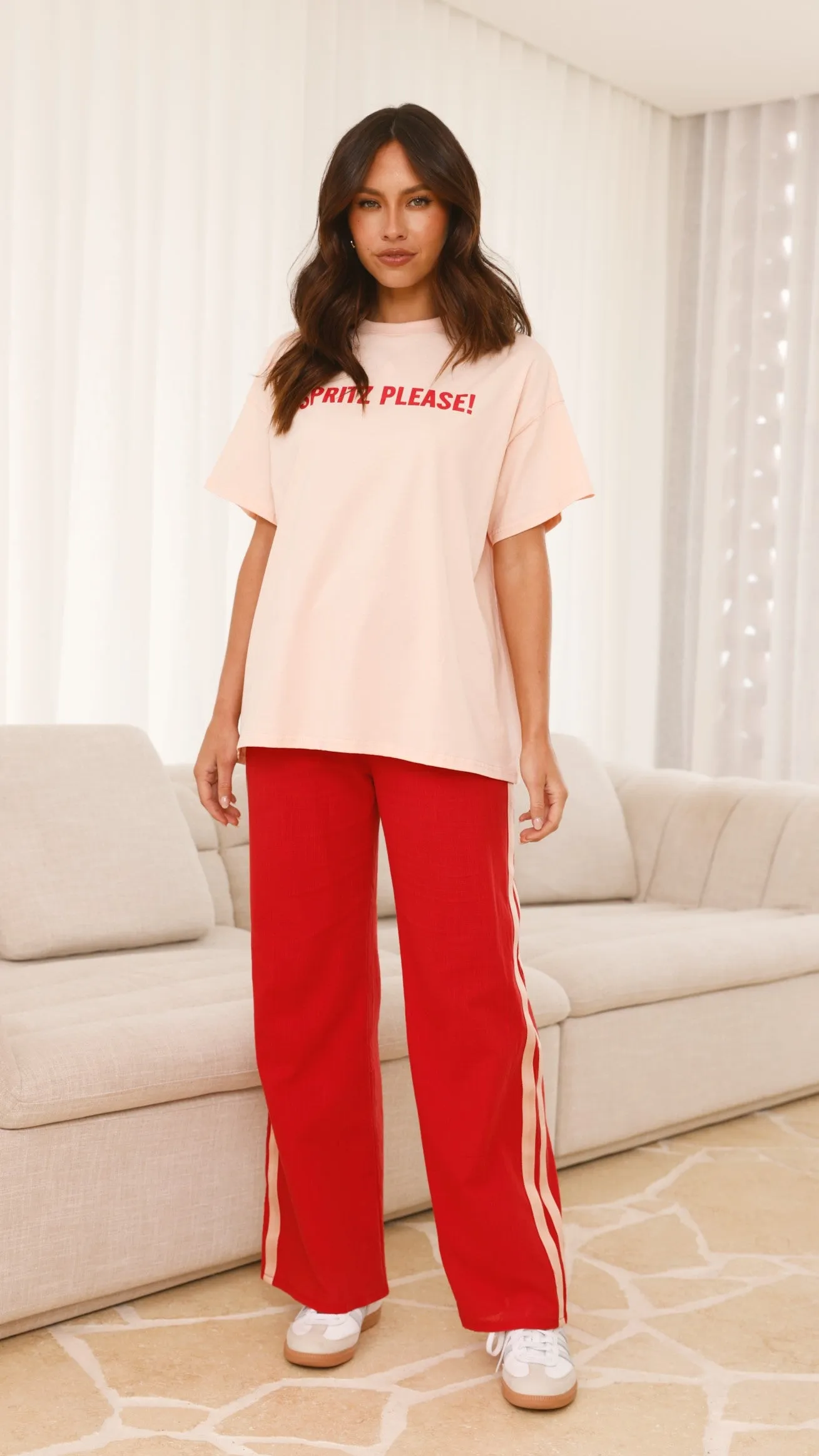 Spritz Top & Pants Set - Peach/Red Billy J