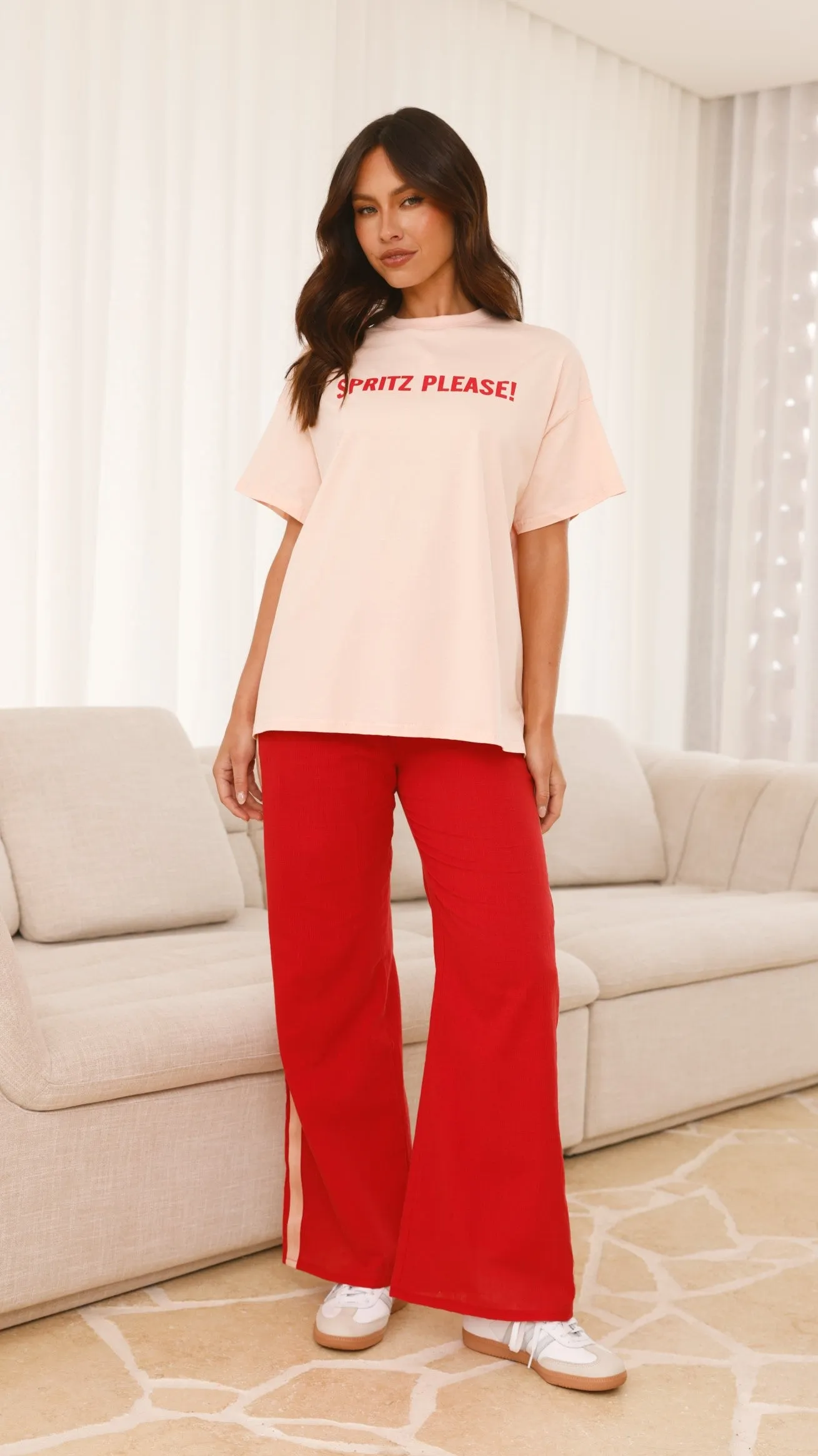 Spritz Top & Pants Set - Peach/Red Billy J