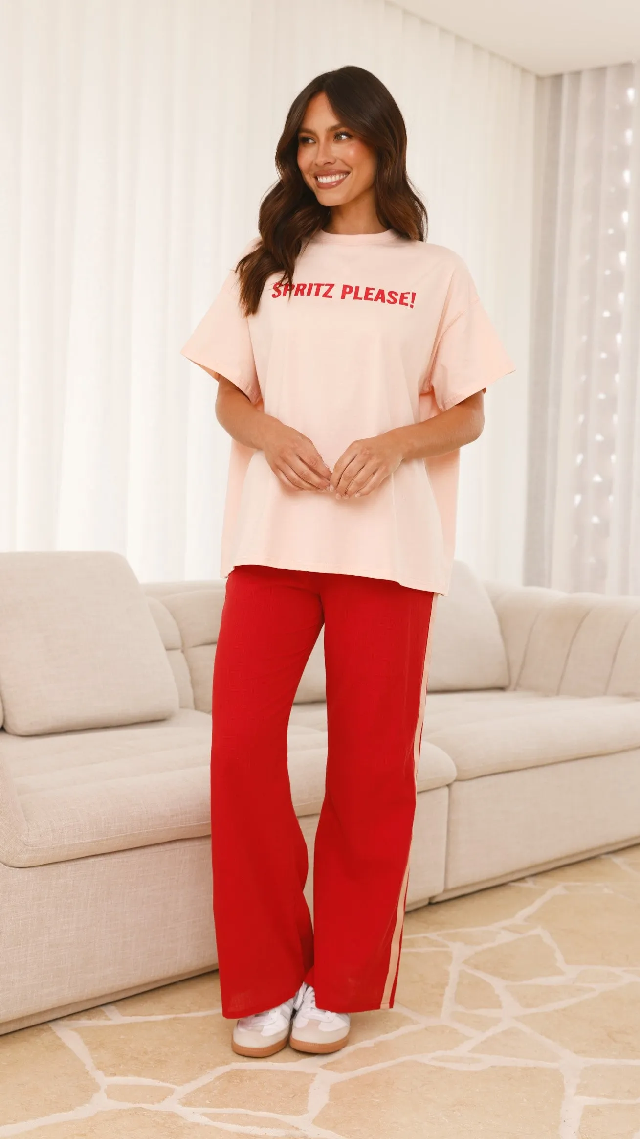 Spritz Top & Pants Set - Peach/Red Billy J