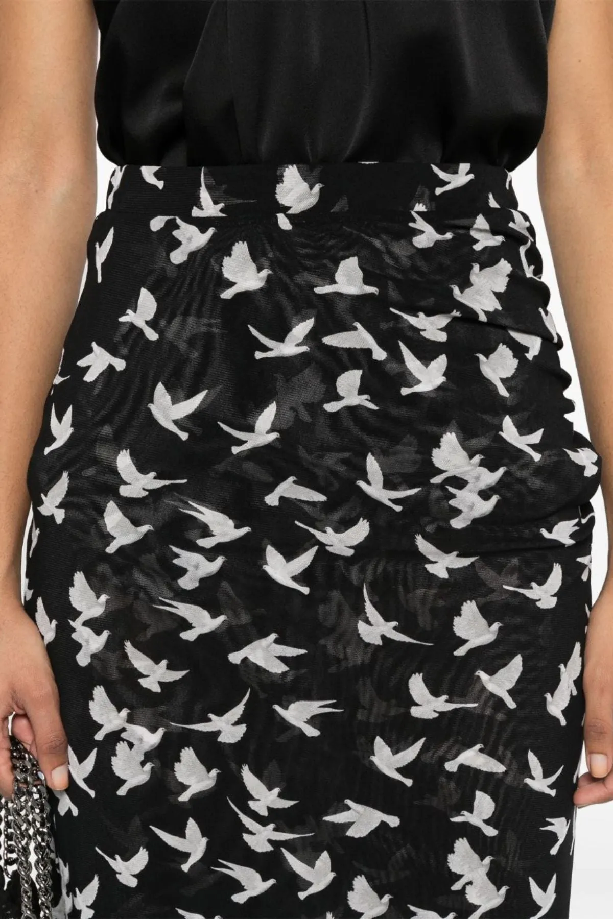 Stella McCartney Mesh Flying Bird Haze Skirt - Black MCCARTNEY