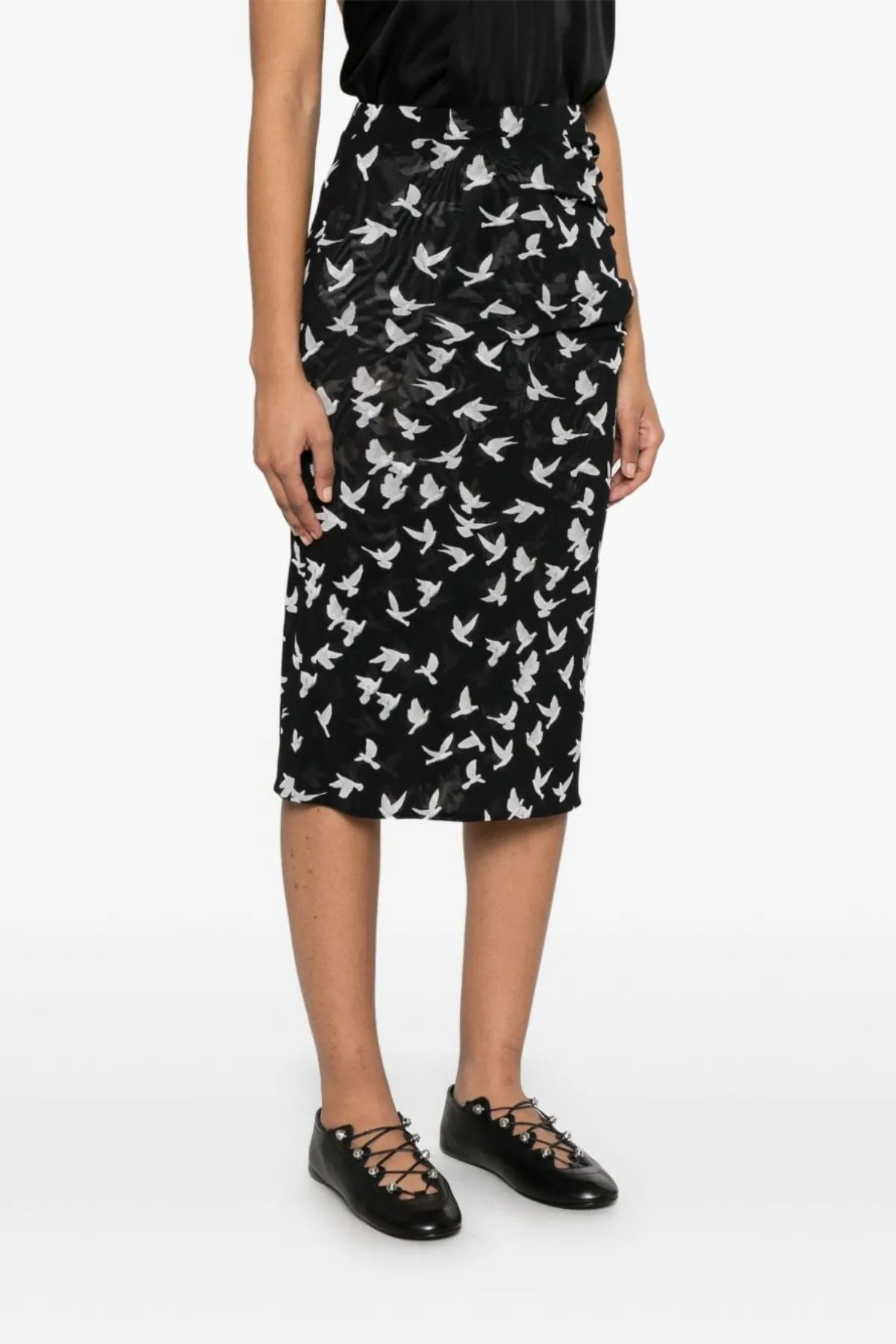 Stella McCartney Mesh Flying Bird Haze Skirt - Black MCCARTNEY
