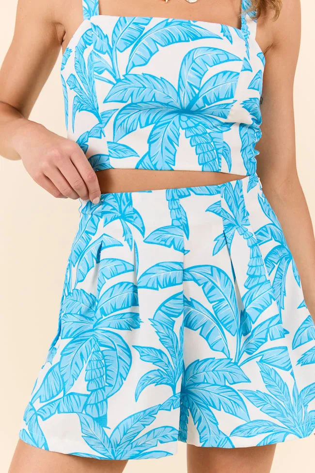 Swaying Palms Blue Palm Tree Tank and Shorts Set
