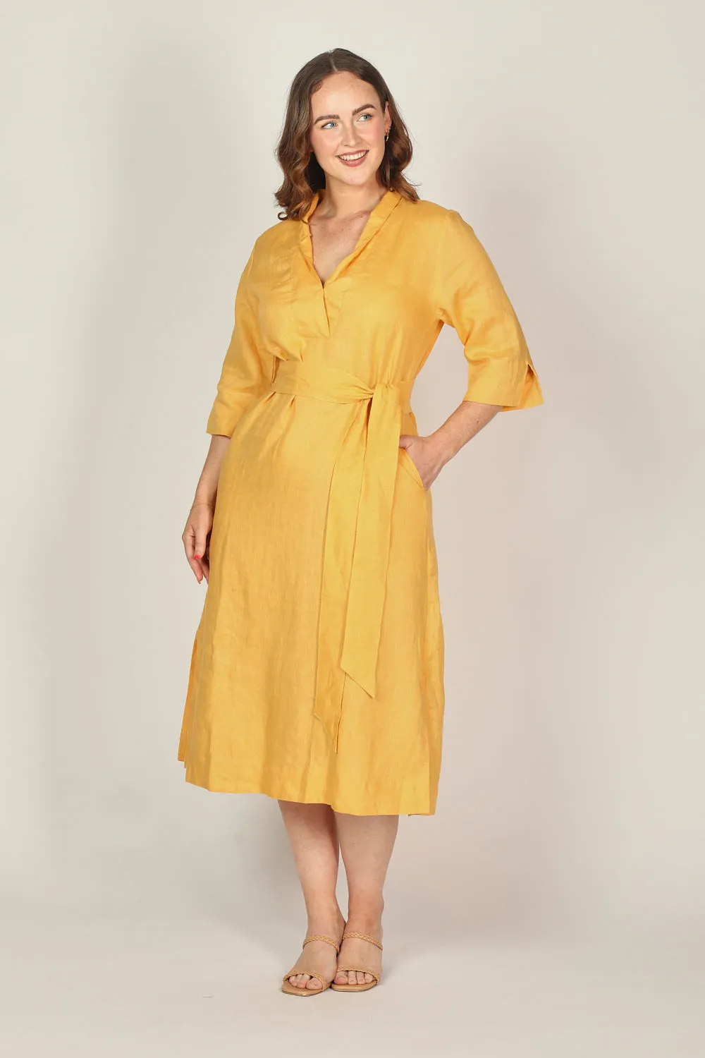 Tia Linen Tunic Dress in Golden Hour Adrift