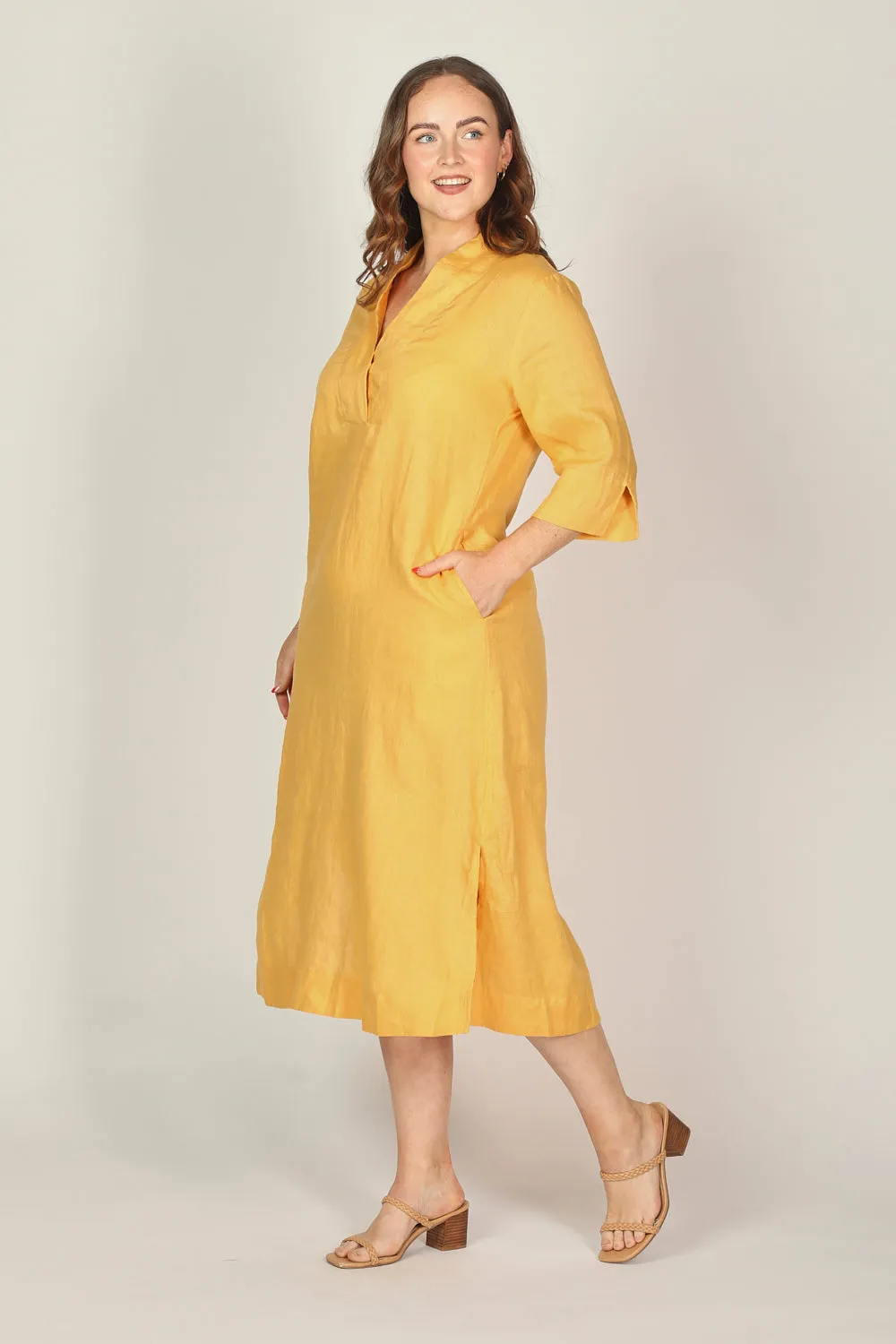 Tia Linen Tunic Dress in Golden Hour Adrift