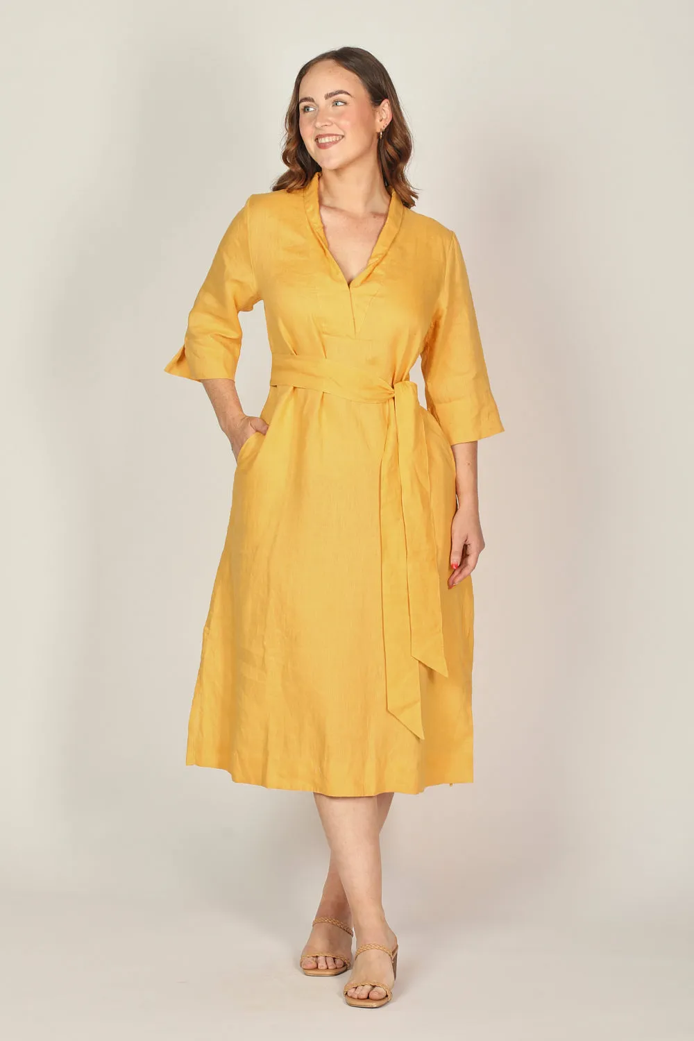 Tia Linen Tunic Dress in Golden Hour Adrift