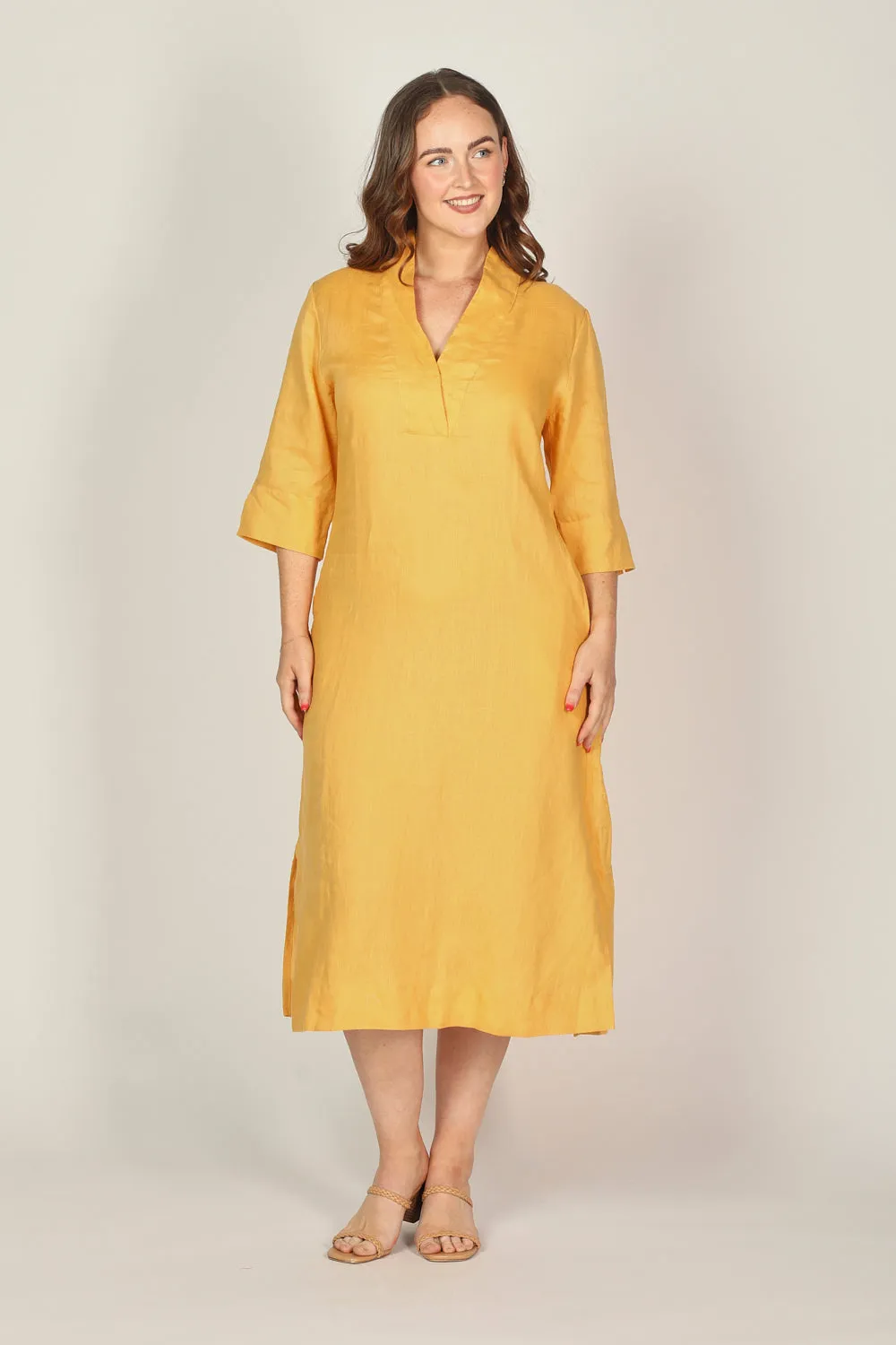 Tia Linen Tunic Dress in Golden Hour Adrift