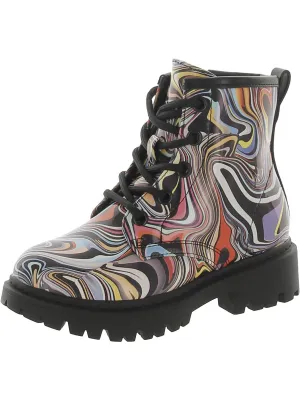 TRockk  Girls Patent Ankle Combat & Lace-up Boots