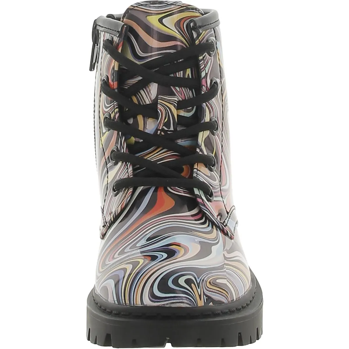 TRockk  Girls Patent Ankle Combat & Lace-up Boots