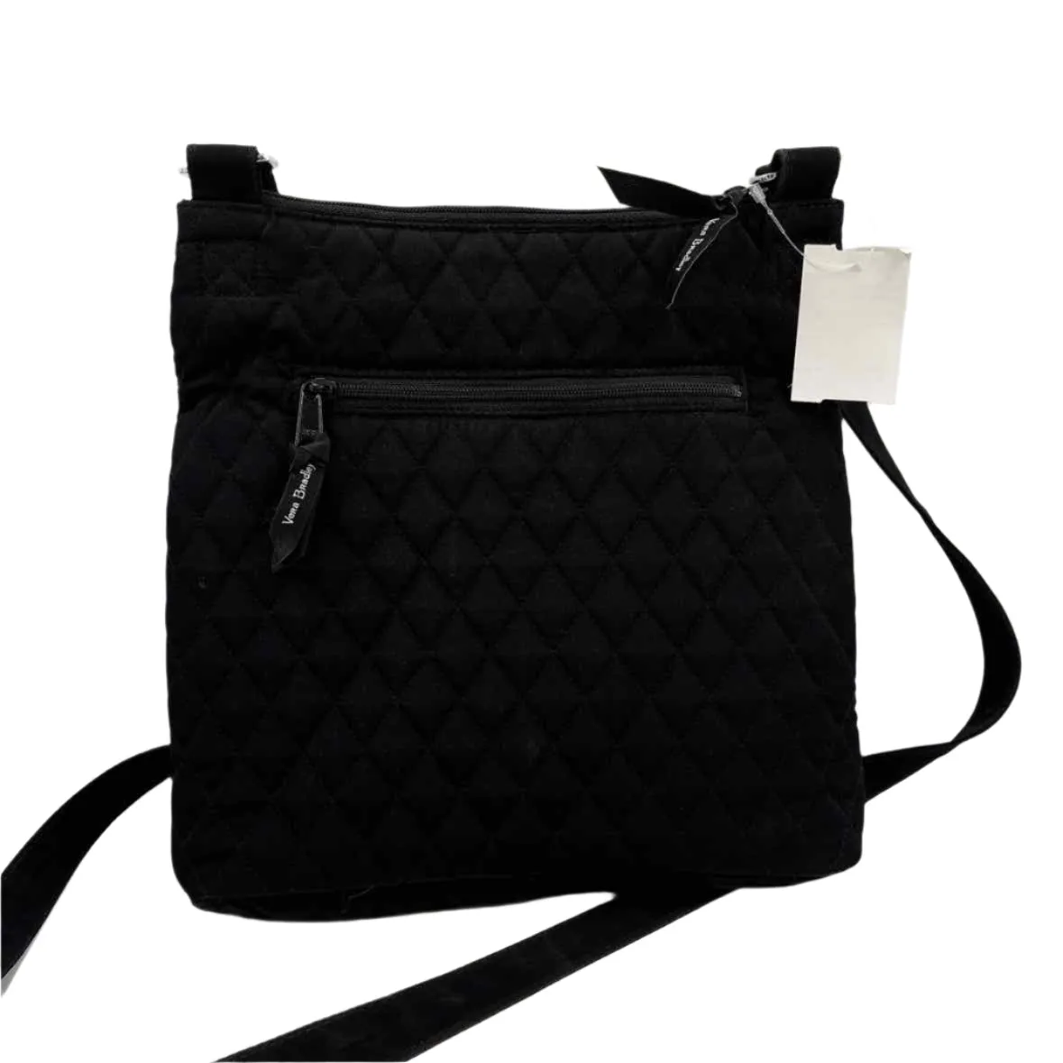 VERA BRADLEY Black Quilted Crossbody Purse w/Floral Interior & Adj Strap