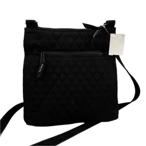VERA BRADLEY Black Quilted Crossbody Purse w/Floral Interior & Adj Strap