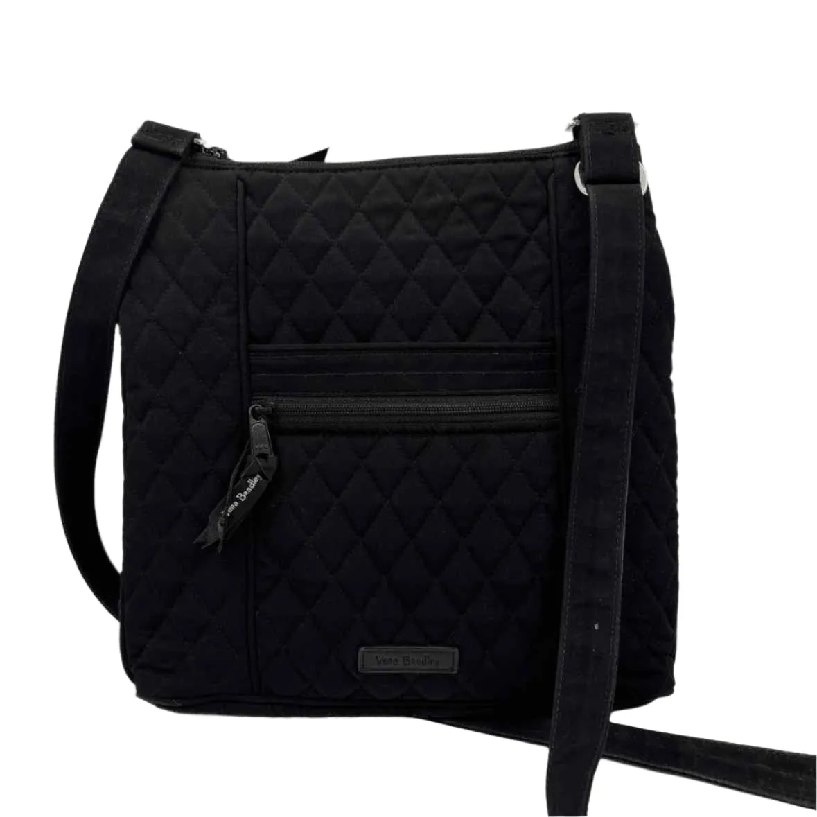 VERA BRADLEY Black Quilted Crossbody Purse w/Floral Interior & Adj Strap