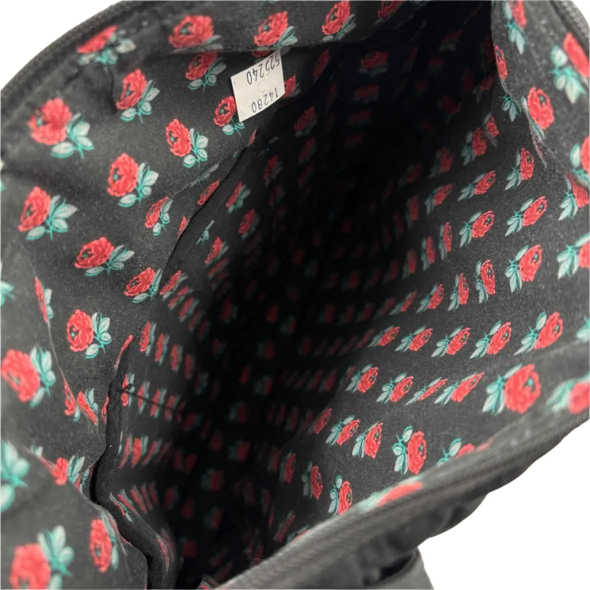 VERA BRADLEY Black Quilted Crossbody Purse w/Floral Interior & Adj Strap
