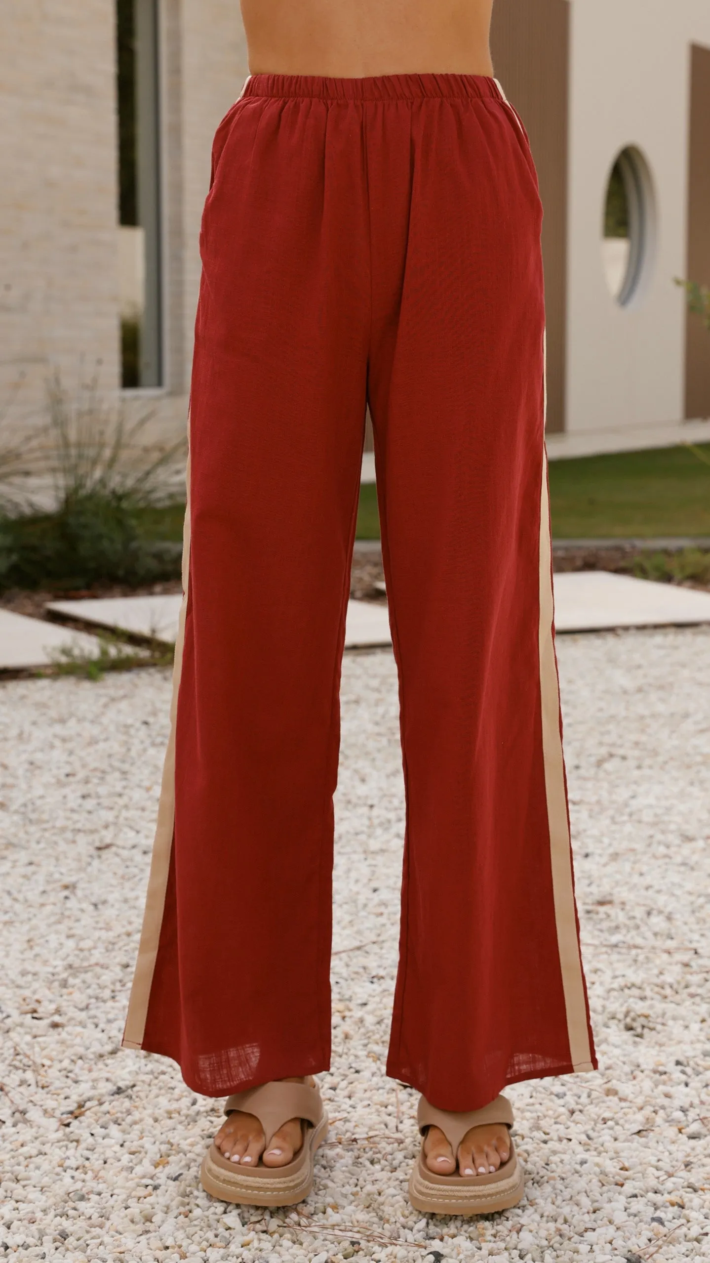 Wandering Heart Long Sleeve Top and Pants Set - Dark Red Billy J