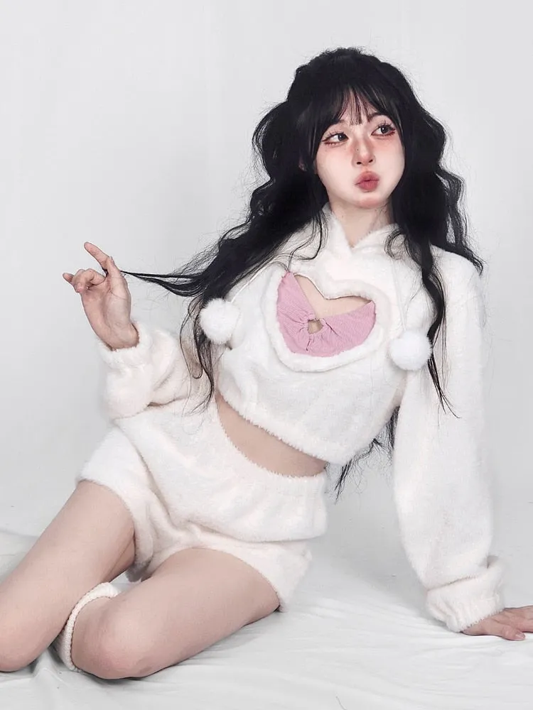 White Fuzzy Valentine Set