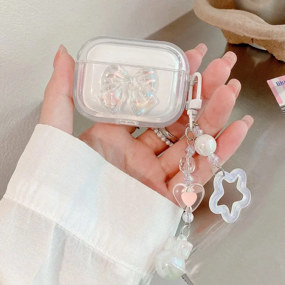 White Heart AirPods Case and Chain