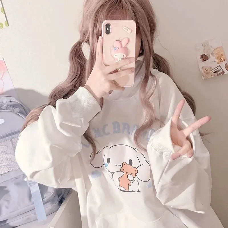 White Oversized Puppy Dog Hoodie