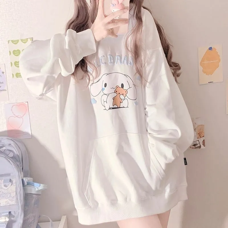 White Oversized Puppy Dog Hoodie
