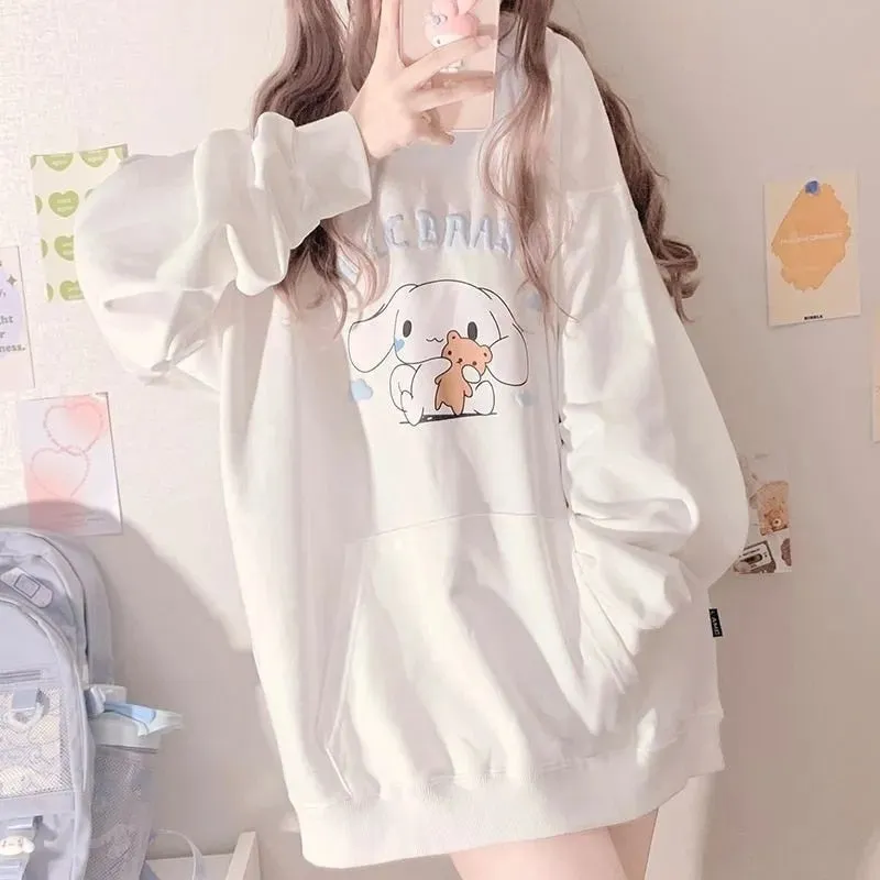 White Oversized Puppy Dog Hoodie