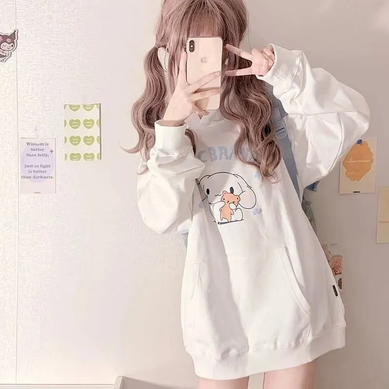 White Oversized Puppy Dog Hoodie